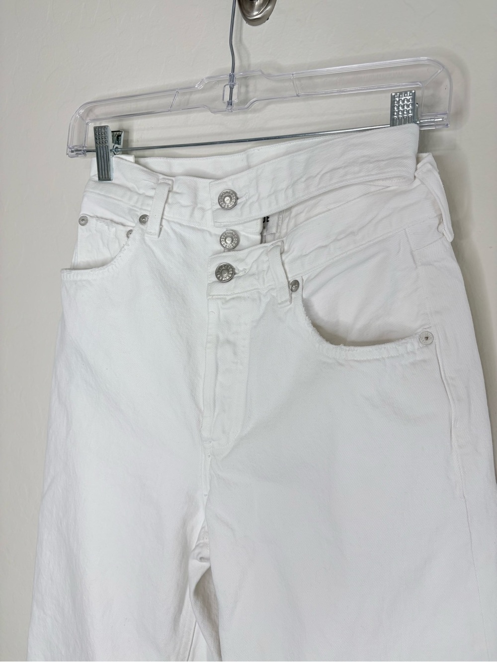 Agolde Broken Waistband Jeans White High Rise Organic Cotton Size 24 - Picture 4 of 14